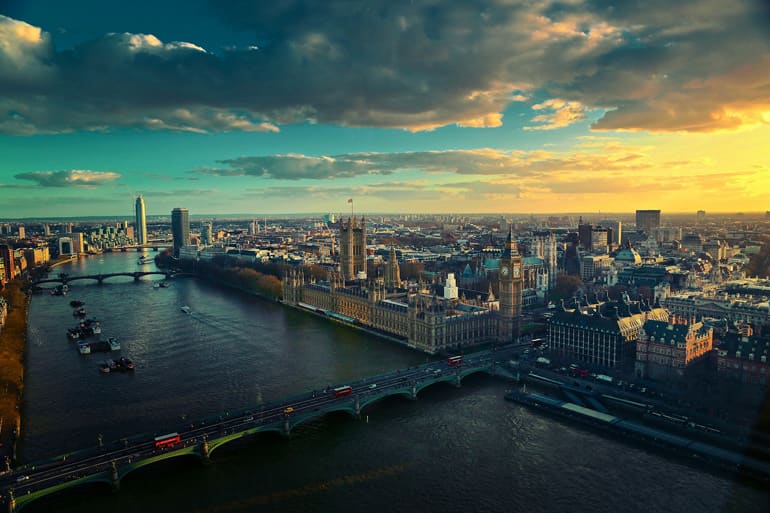 View of the London and the River Thames